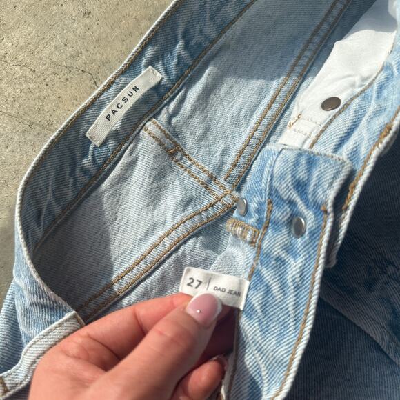 Pacsun Dad Jeans Women's Size 27 Light Blue Distressed Straight Cut Jeans - Picture 3 of 8